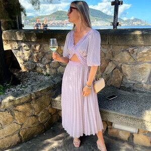 Lavender midi/lacey dress with cut out